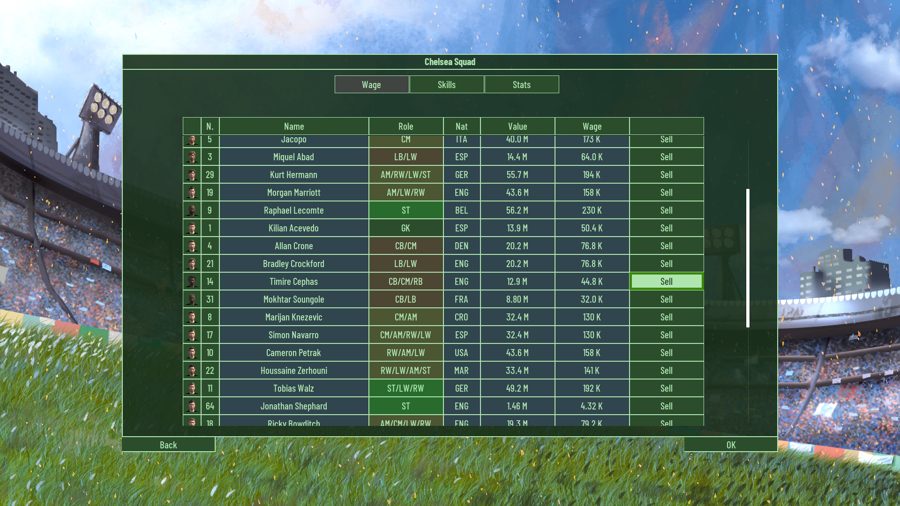 Active Soccer 3 screenshot: Squad